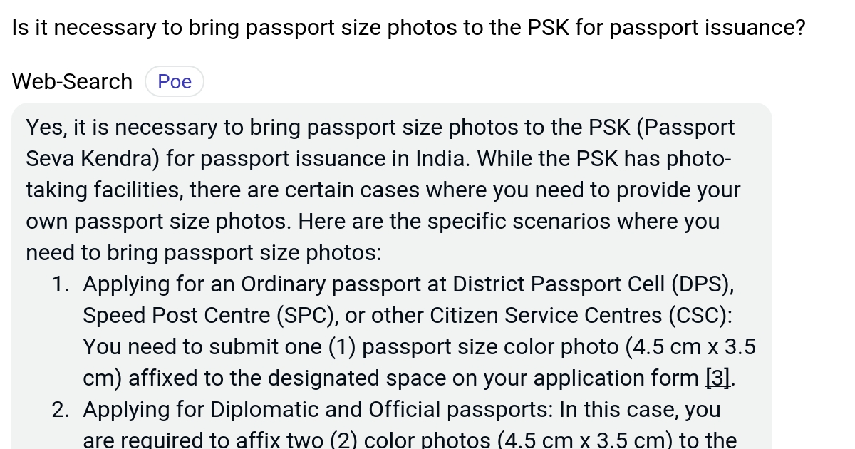 Is it necessary to bring passport size photos to the PSK for passport