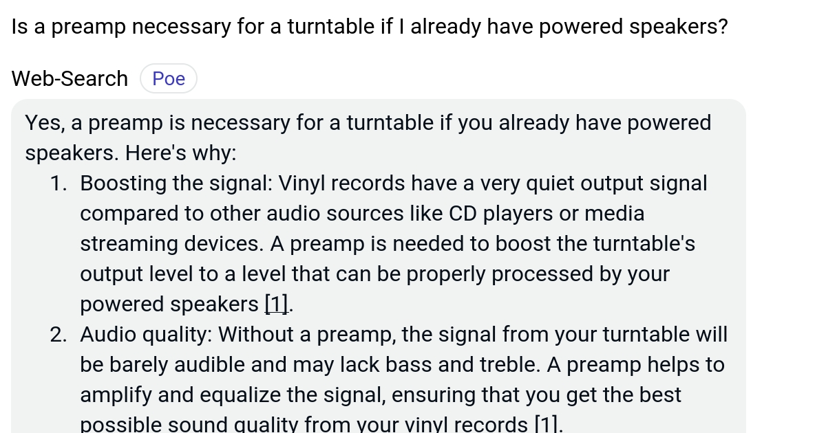 Is a preamp necessary for a turntable if I already have powered