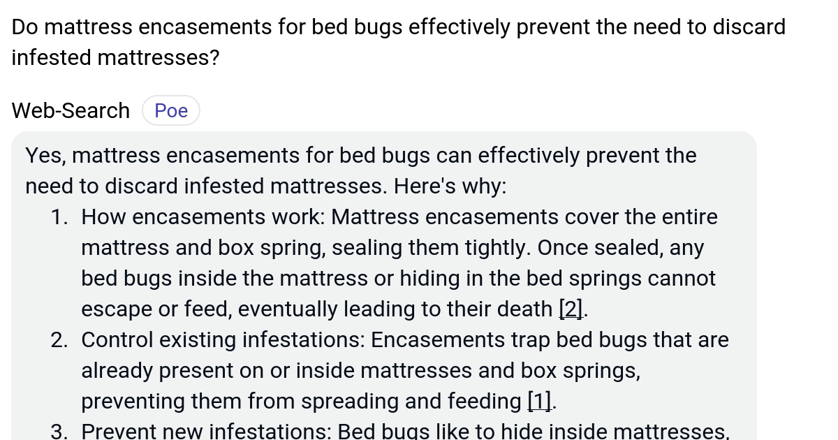 Do mattress encasements for bed bugs effectively prevent the need to