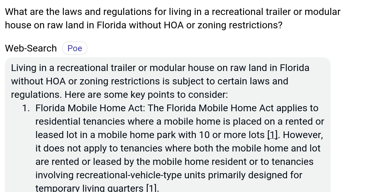 What are the laws and regulations for living in a recreational trailer
