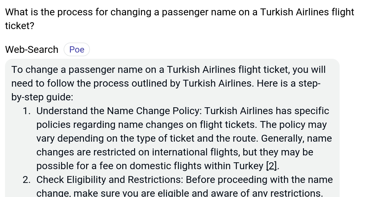 What is the process for changing a passenger name on a Turkish Airlines flight ticket? Poe