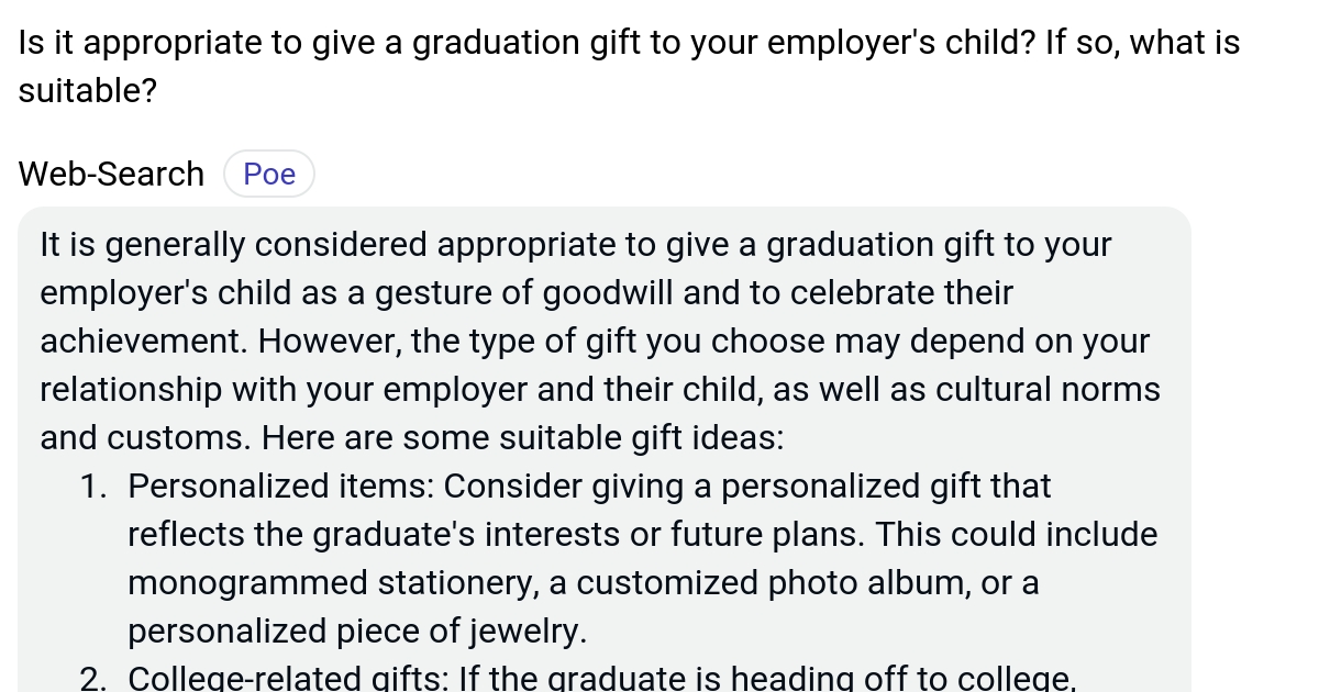 Is it appropriate to give a graduation gift to your employer's child