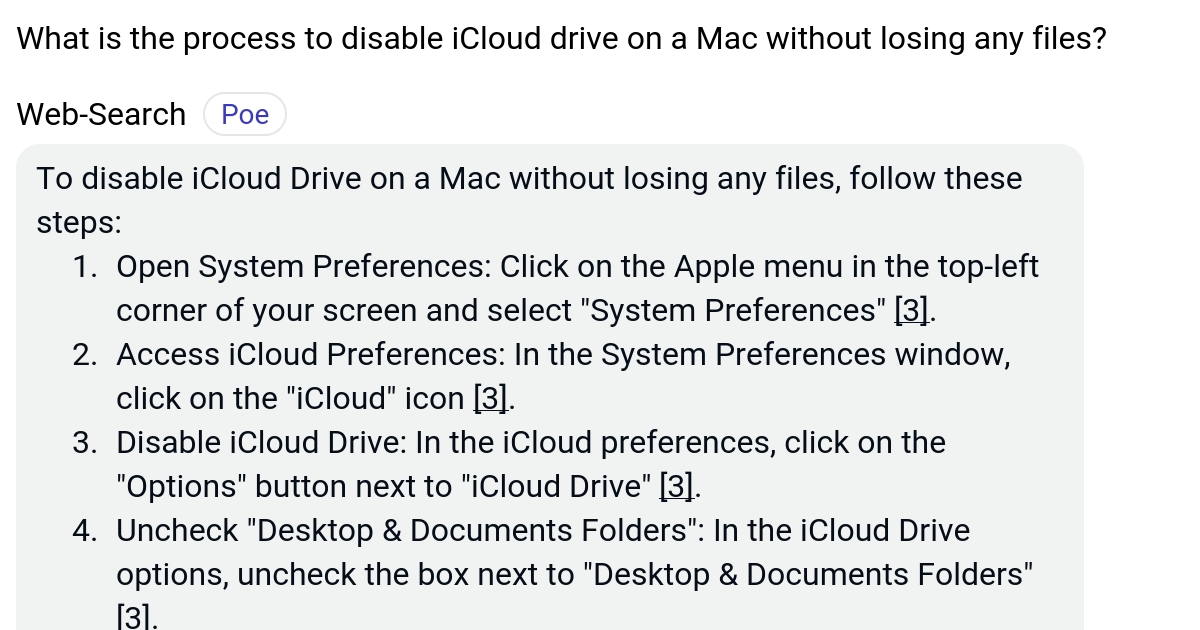 What is the process to disable iCloud drive on a Mac without losing any