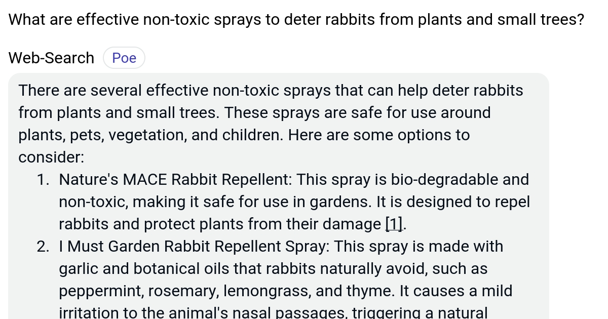 What are effective nontoxic sprays to deter rabbits from plants and