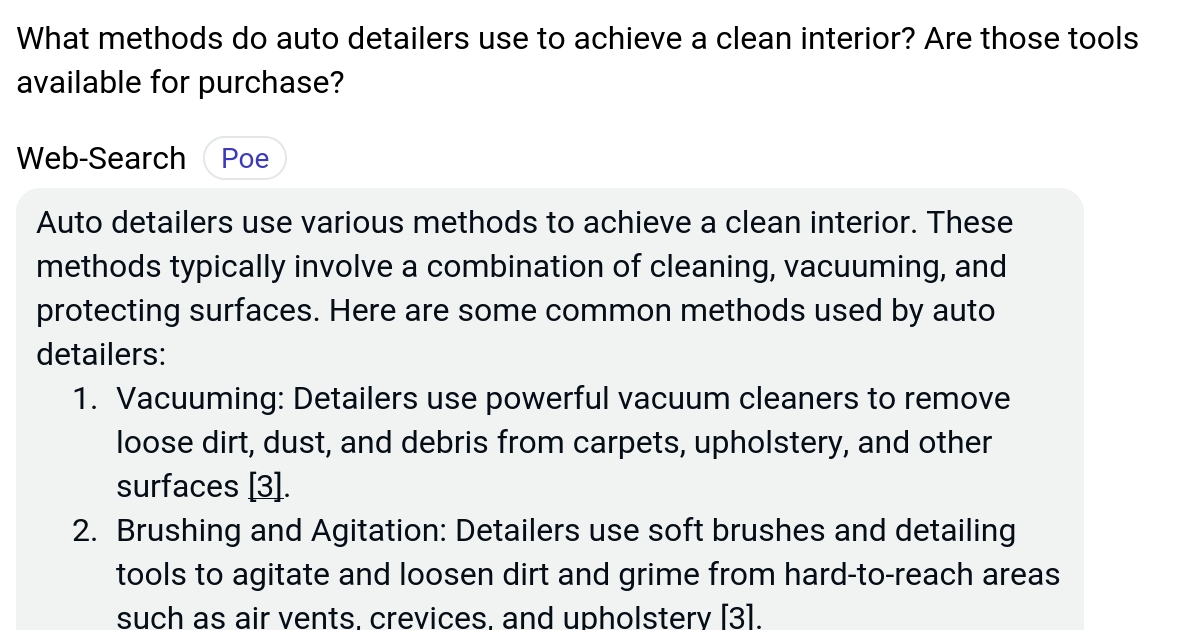 What methods do auto detailers use to achieve a clean interior? Are