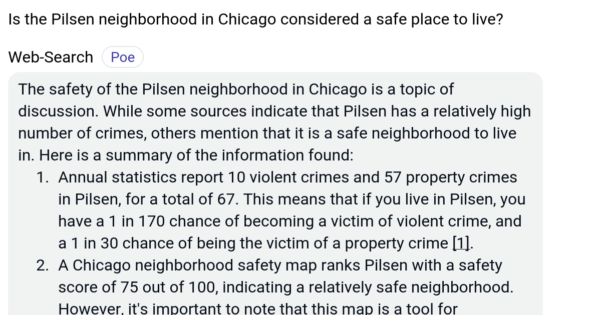 Is the Pilsen neighborhood in Chicago considered a safe place to live