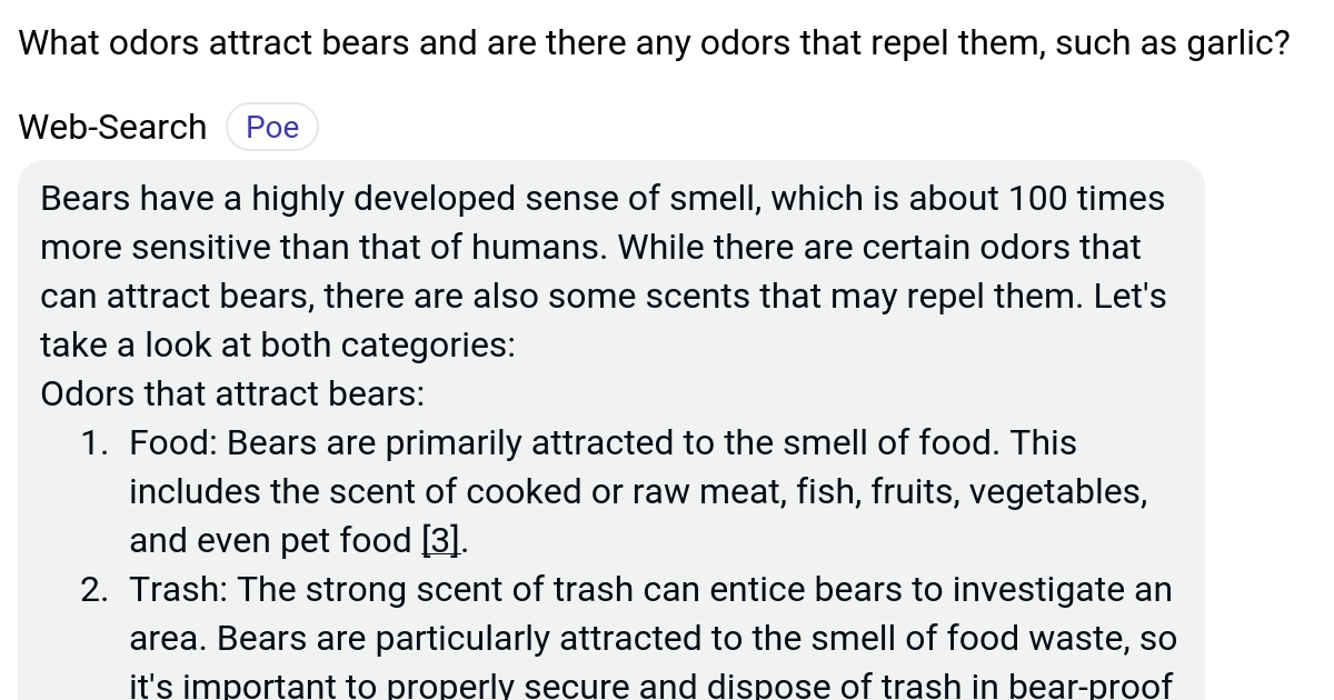 What odors attract bears and are there any odors that repel them, such