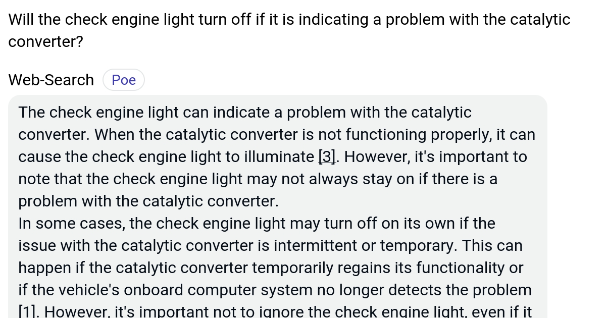Will the check engine light turn off if it is indicating a problem with
