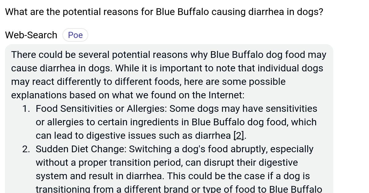 What are the potential reasons for Blue Buffalo causing diarrhea in