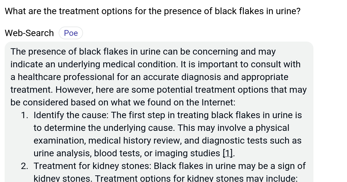 What are the treatment options for the presence of black flakes in