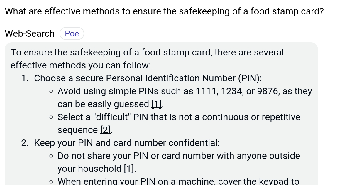 What are effective methods to ensure the safekeeping of a food stamp