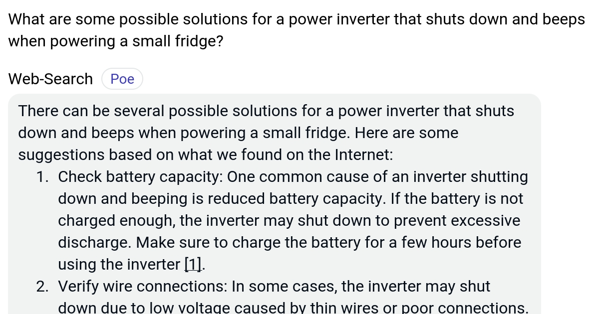 What are some possible solutions for a power inverter that shuts down