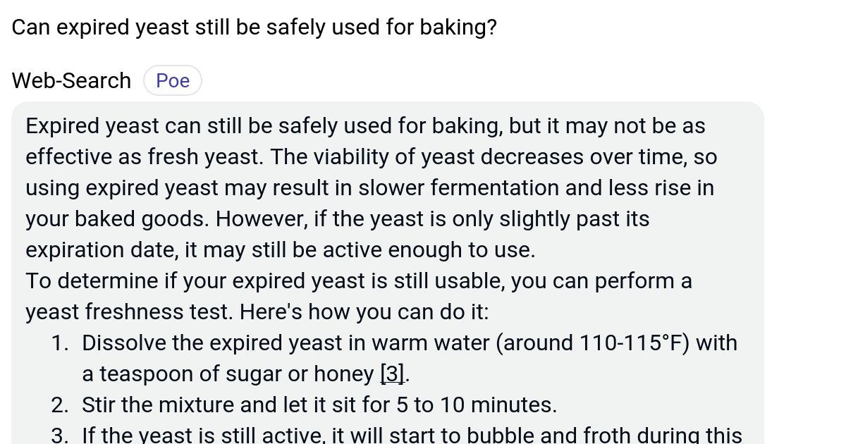 Can expired yeast still be safely used for baking? Poe