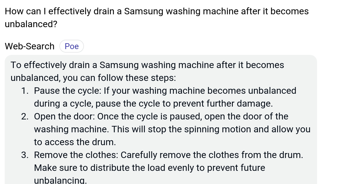 How can I effectively drain a Samsung washing machine after it