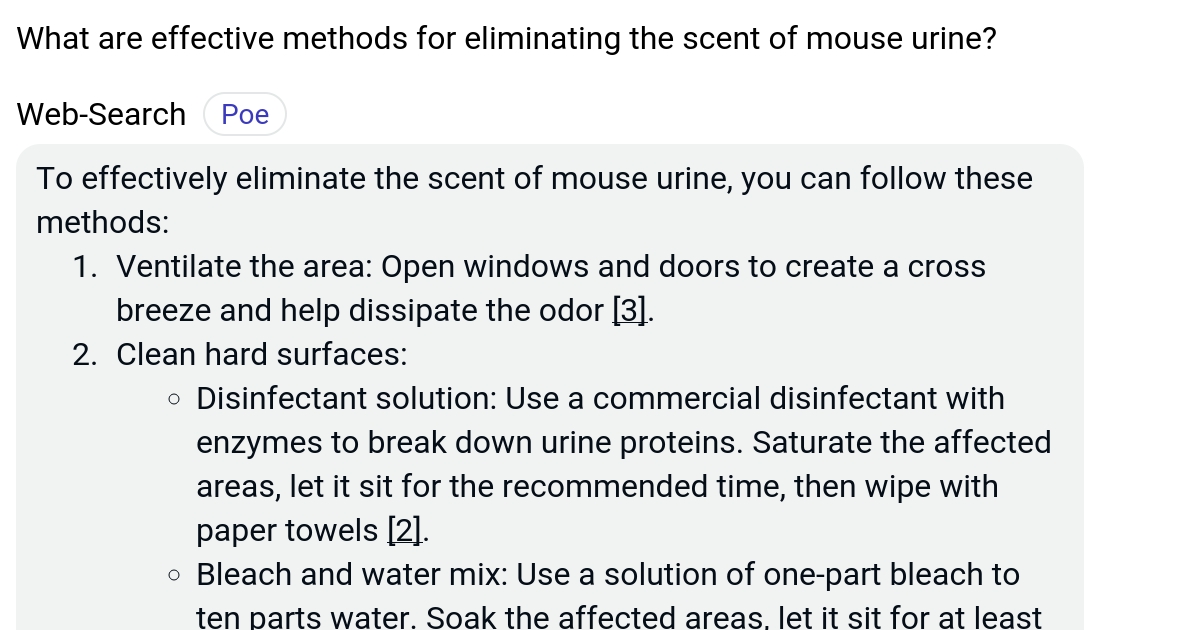 What are effective methods for eliminating the scent of mouse urine? Poe