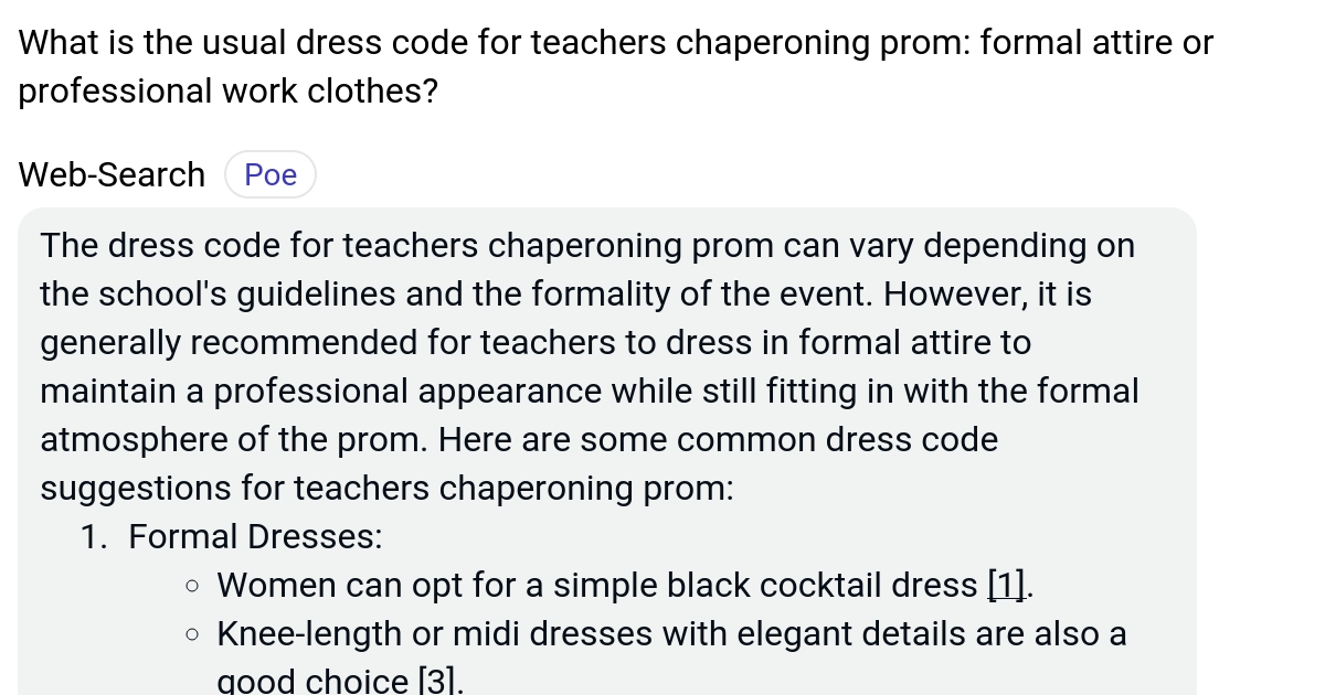 What is the usual dress code for teachers chaperoning prom formal