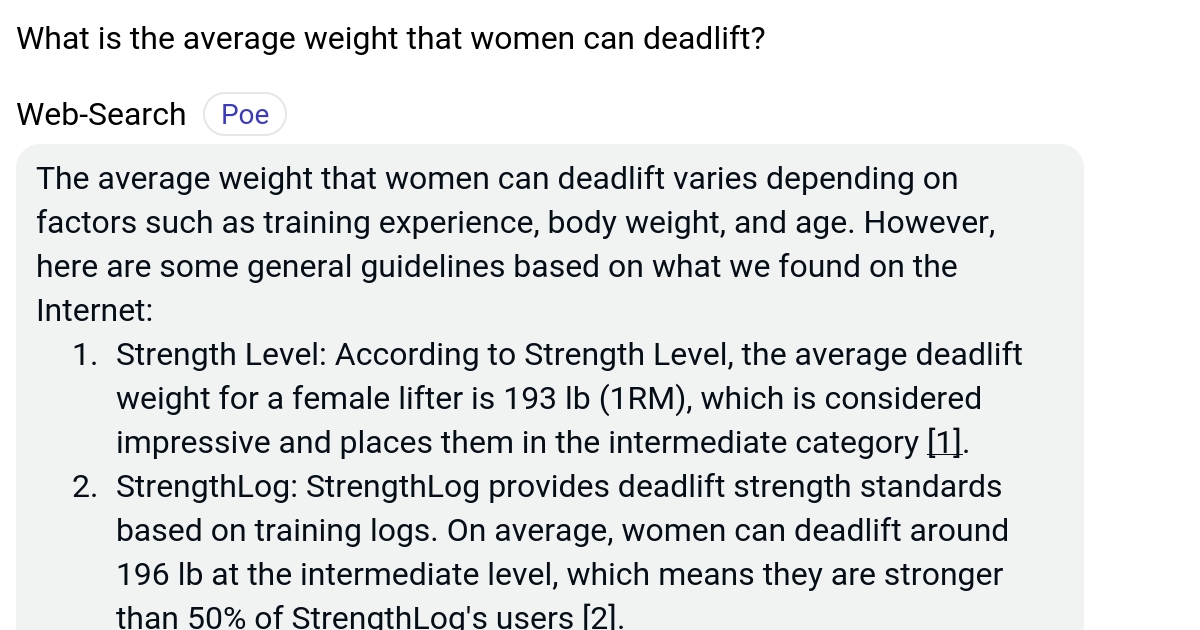 What is the average weight that women can deadlift? Poe