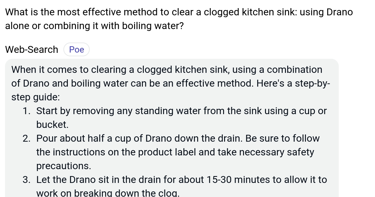 What is the most effective method to clear a clogged kitchen sink