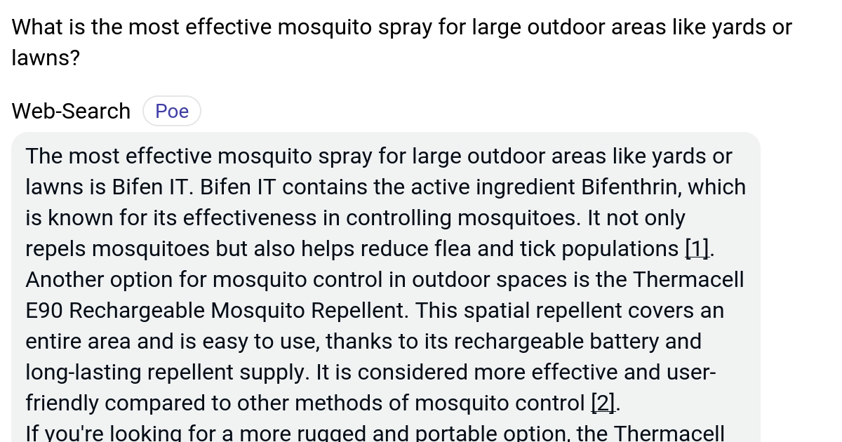 What is the most effective mosquito spray for large outdoor areas like
