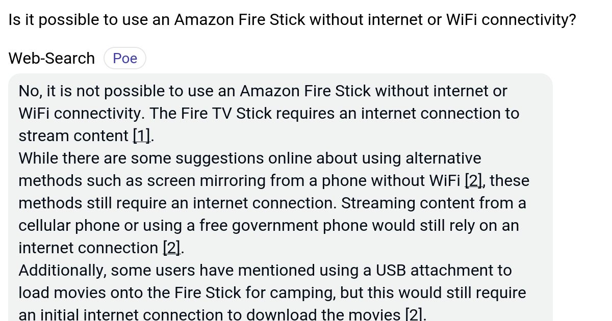 Is it possible to use an Amazon Fire Stick without or WiFi
