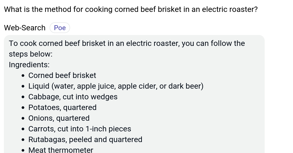 What is the method for cooking corned beef brisket in an electric