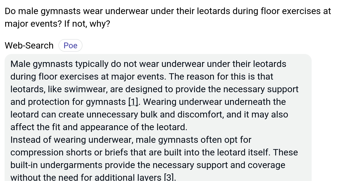 Do male gymnasts wear underwear under their leotards during floor
