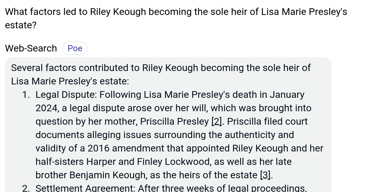What factors led to Riley Keough the sole heir of Lisa Marie