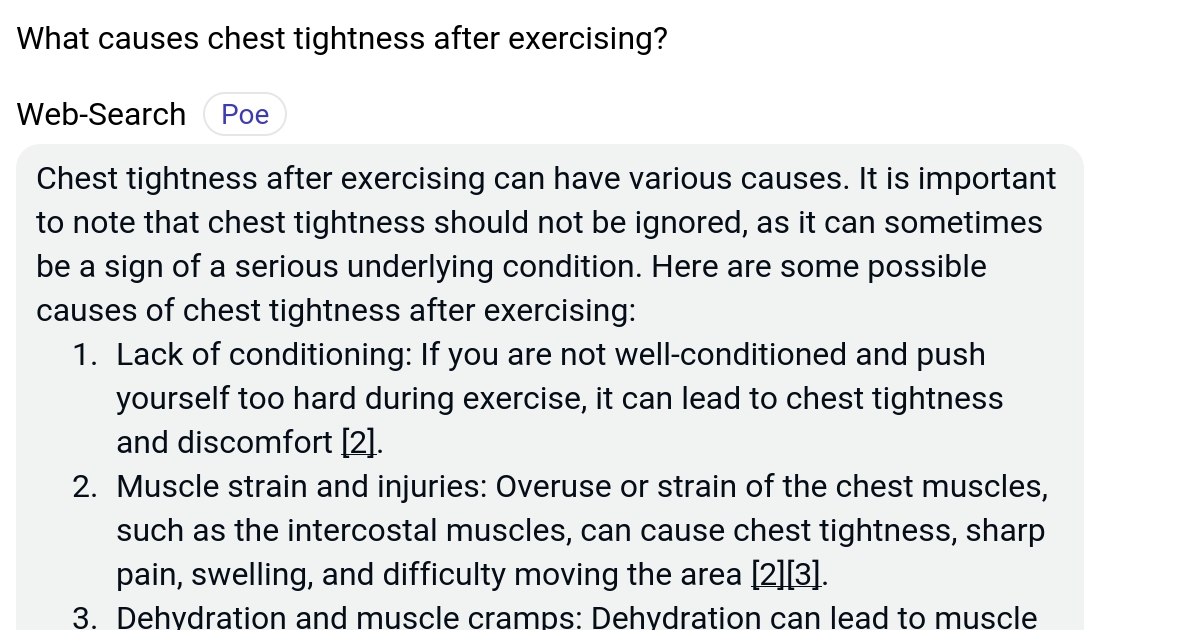 What causes chest tightness after exercising? Poe