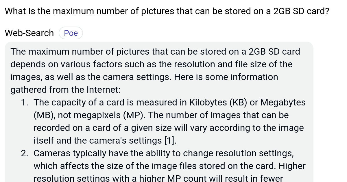 What is the maximum number of pictures that can be stored on a 2GB SD