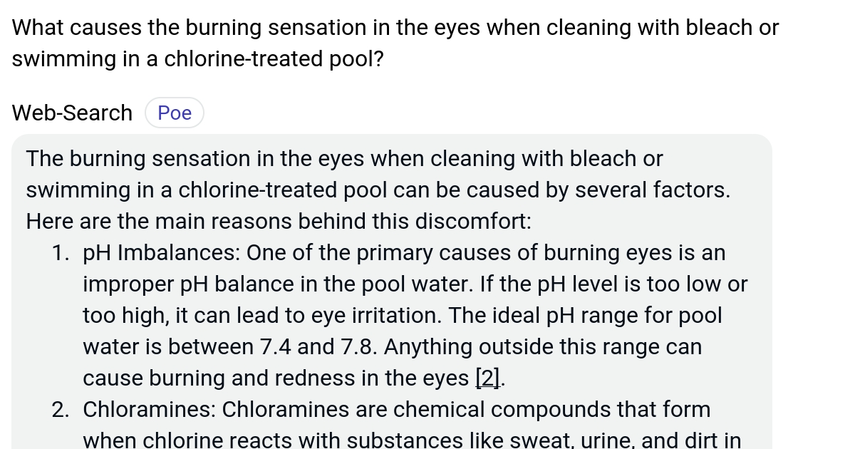 What causes the burning sensation in the eyes when cleaning with bleach