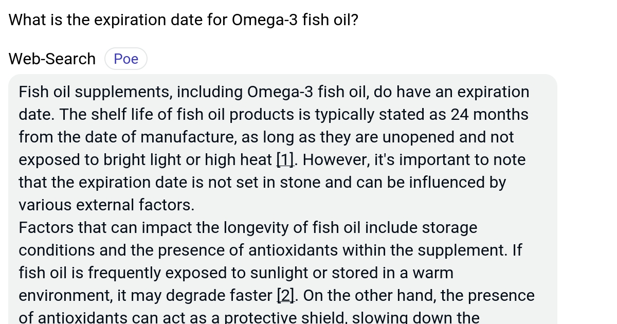 What is the expiration date for Omega3 fish oil? Poe