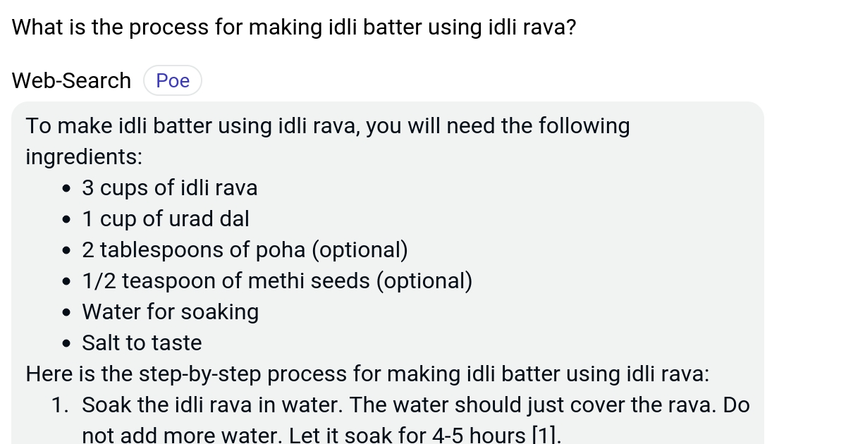 What is the process for making idli batter using idli rava? Poe