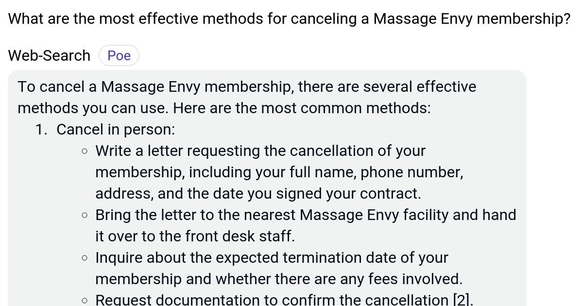What are the most effective methods for canceling a Massage Envy