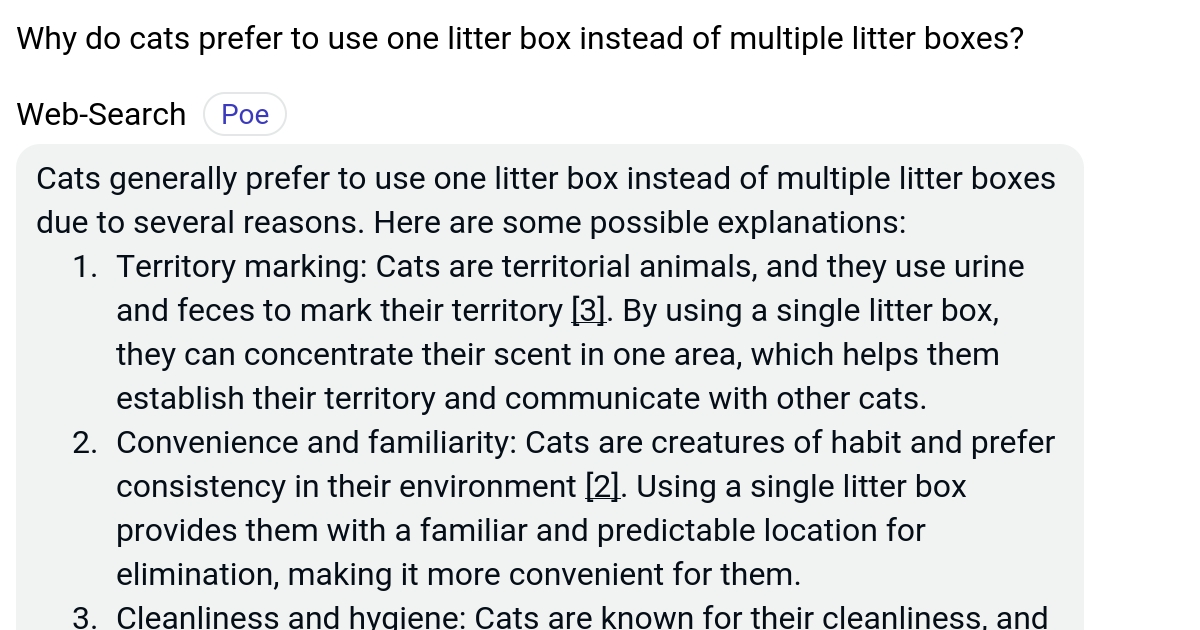 Why do cats prefer to use one litter box instead of multiple litter