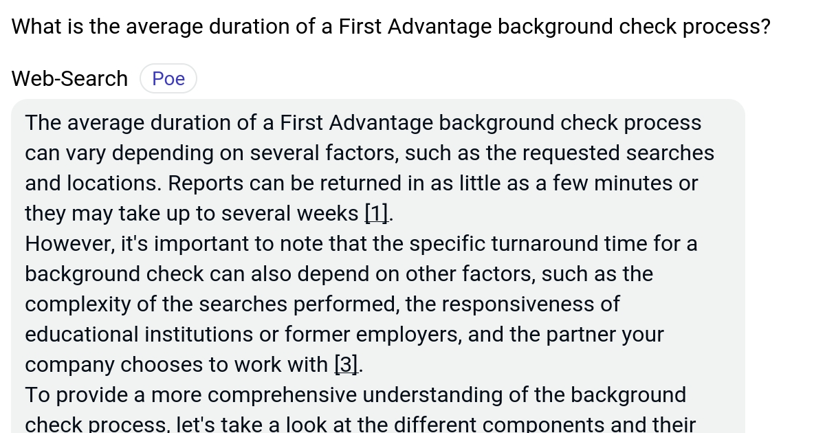 What is the average duration of a First Advantage background check