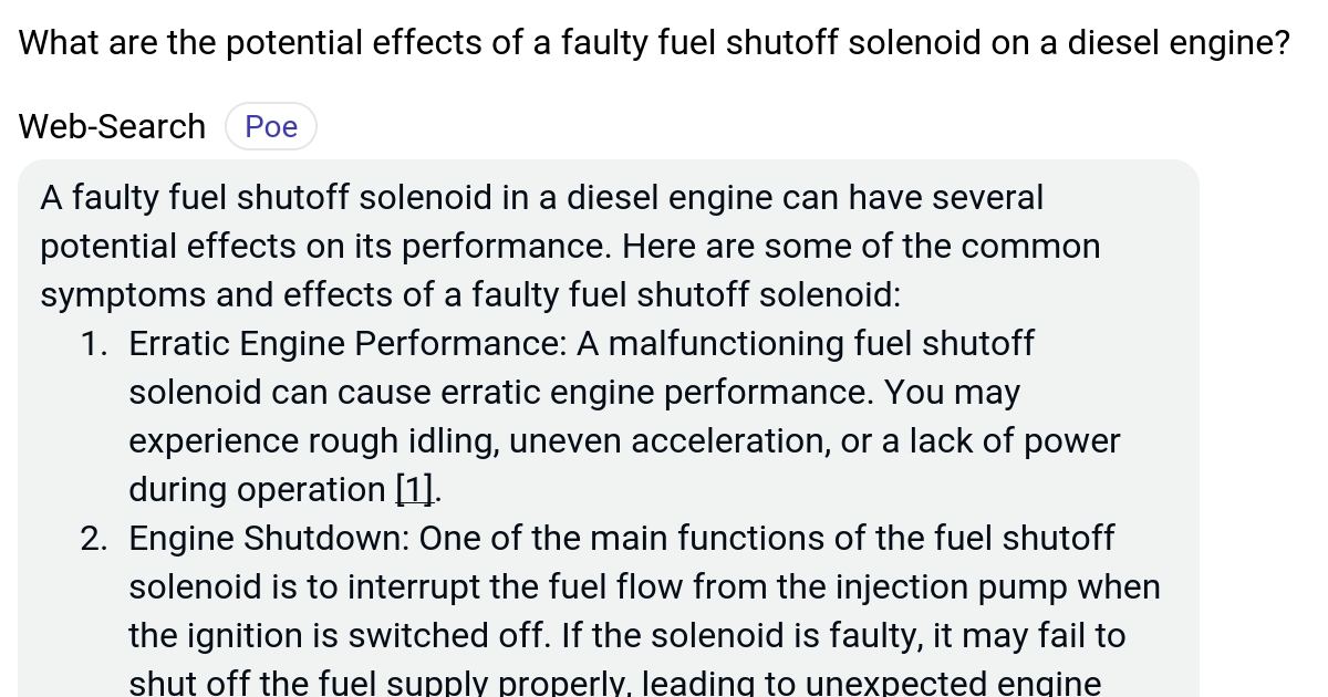 What are the potential effects of a faulty fuel shutoff solenoid on a
