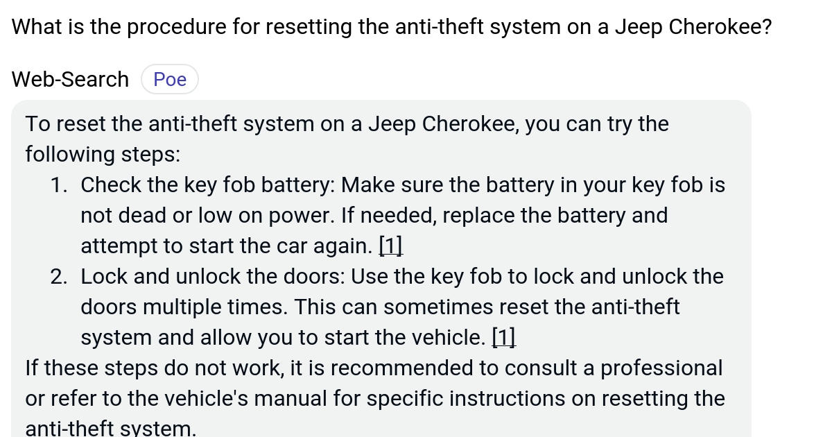 What is the procedure for resetting the antitheft system on a Jeep
