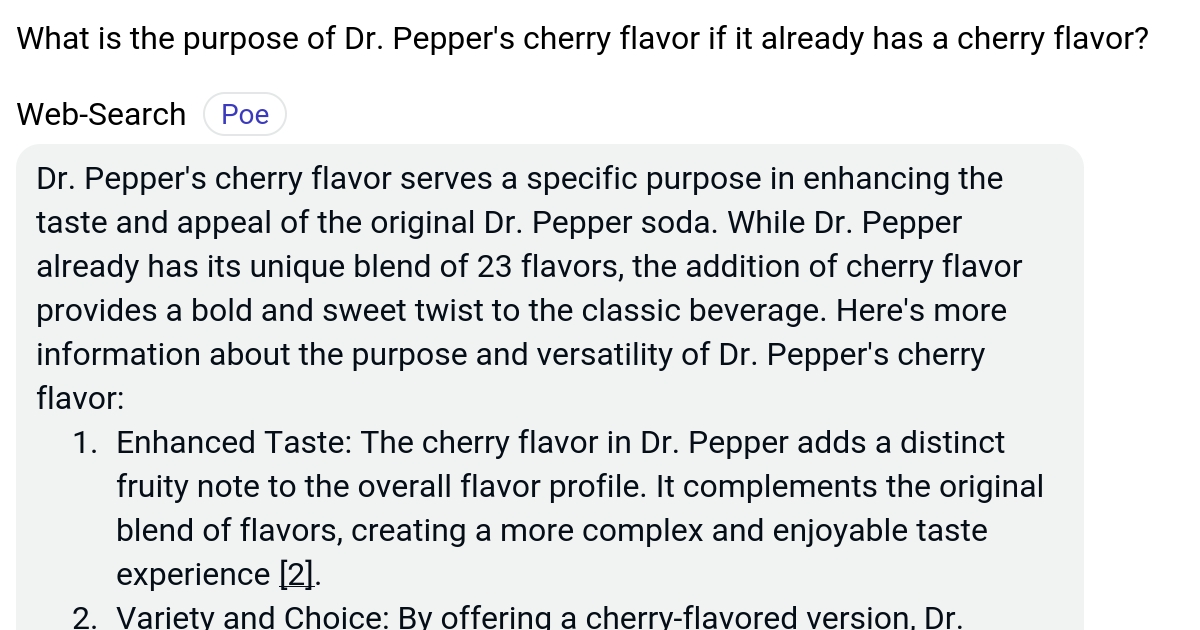 What is the purpose of Dr. Pepper's cherry flavor if it already has a