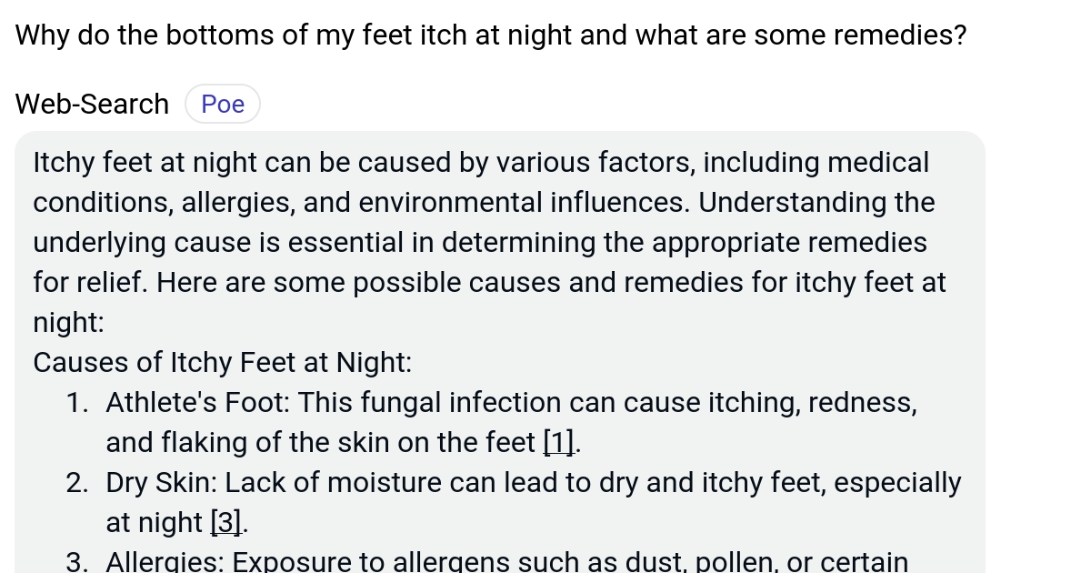 Why do the bottoms of my feet itch at night and what are some remedies