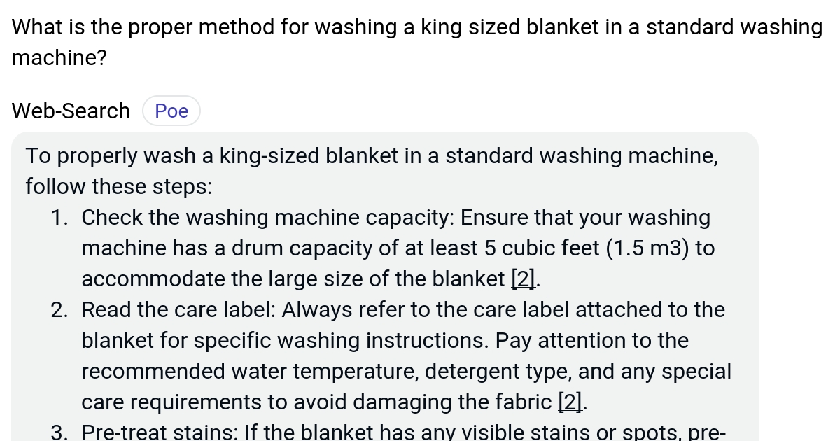 What is the proper method for washing a king sized blanket in a