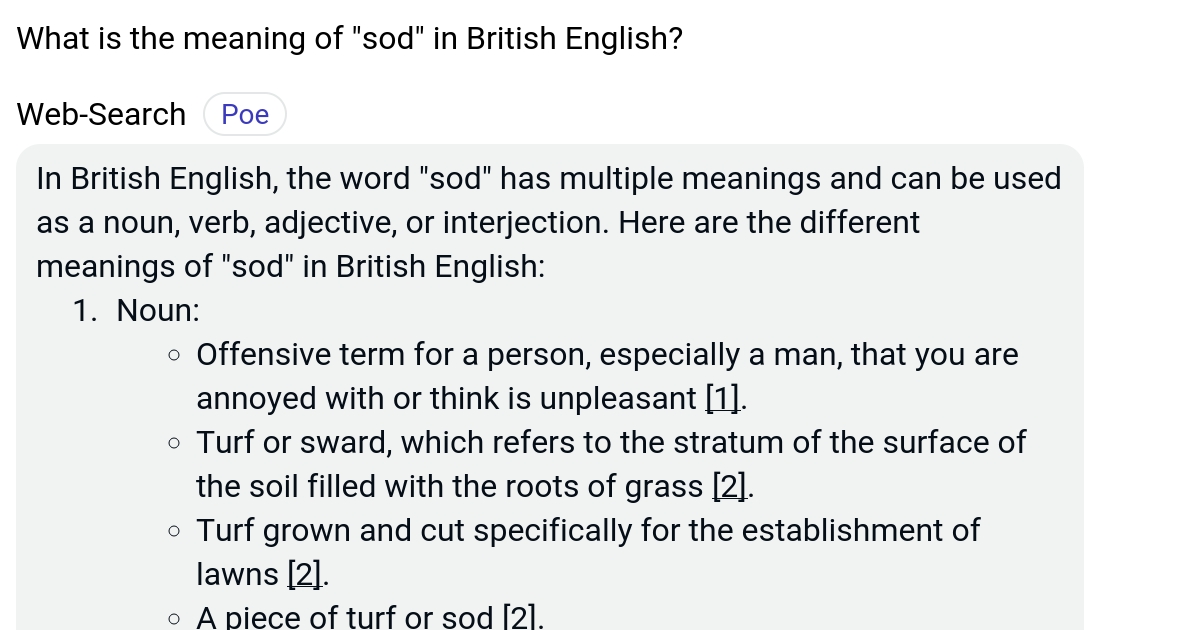 What is the meaning of "sod" in British English? Poe