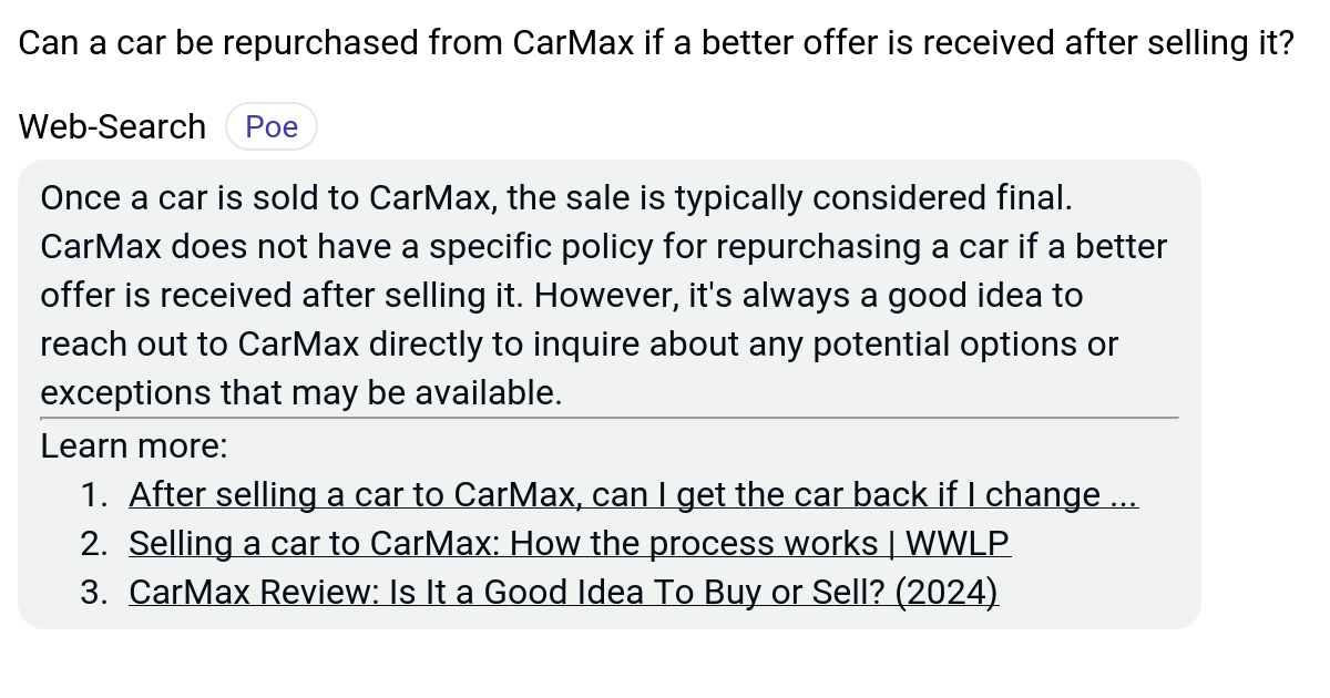 Can a car be repurchased from CarMax if a better offer is received