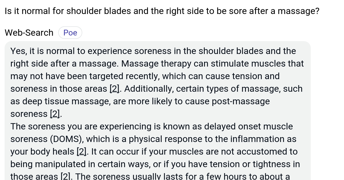 Is it normal for shoulder blades and the right side to be sore after a