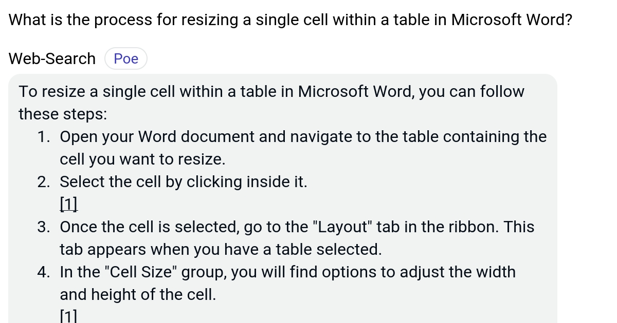 What is the process for resizing a single cell within a table in