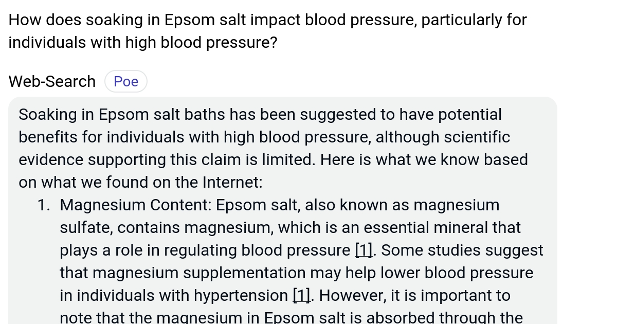 How does soaking in Epsom salt impact blood pressure, particularly for