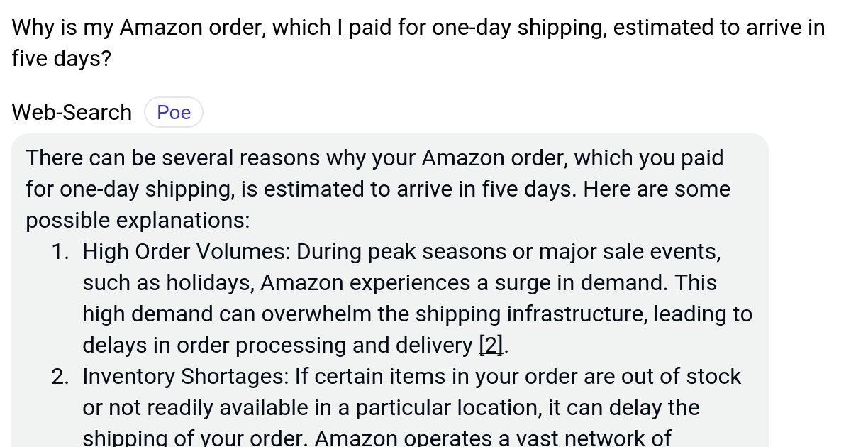Why is my Amazon order, which I paid for oneday shipping, estimated to