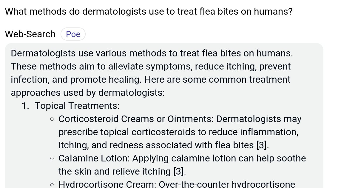 What methods do dermatologists use to treat flea bites on humans? Poe