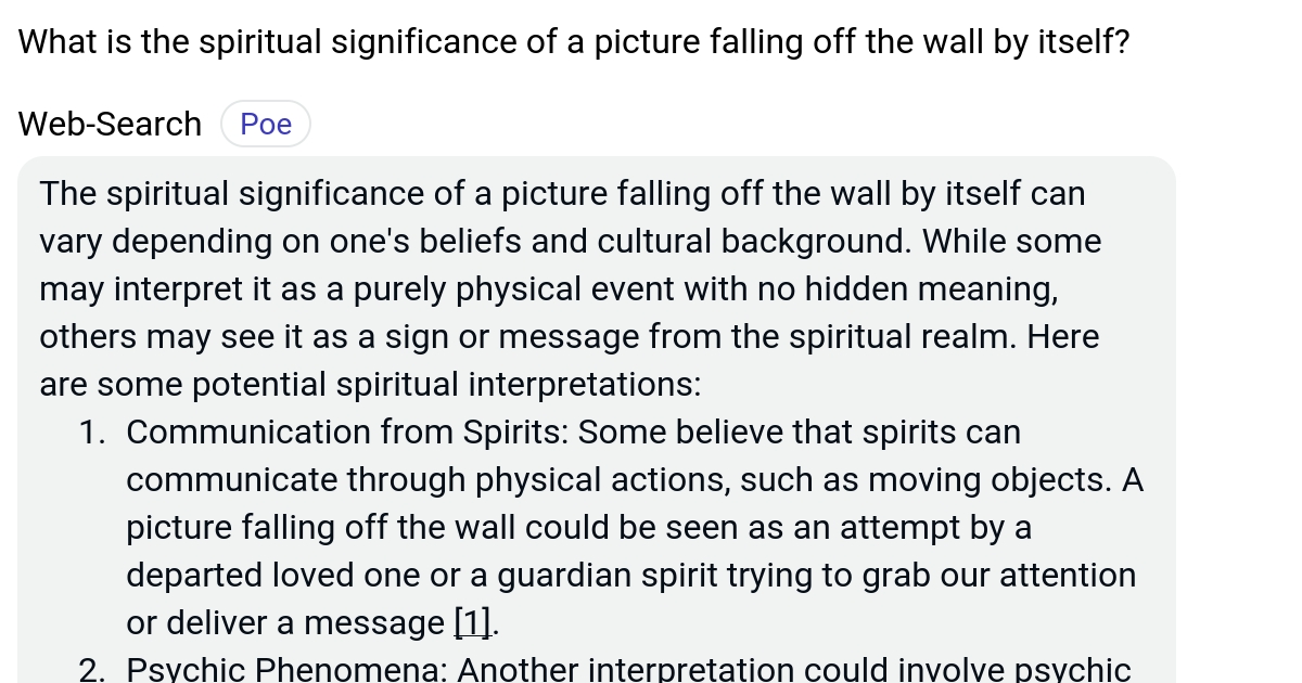 What is the spiritual significance of a picture falling off the wall by