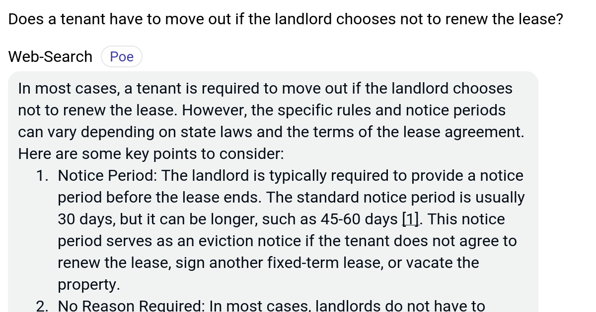 Does a tenant have to move out if the landlord chooses not to renew the