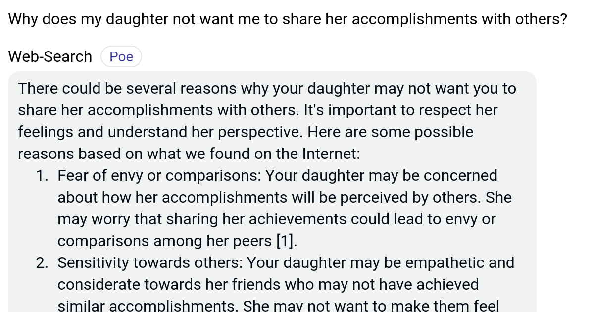 Why does my daughter not want me to share her with